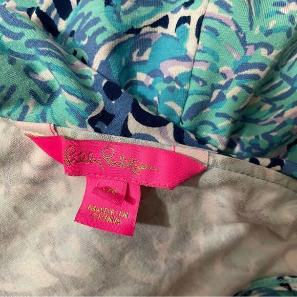 Lilly Pulitzer Alessa Romper Light Aqua Spritz Ruffle Neckline Sleeveless XS - Picture 11 of 11